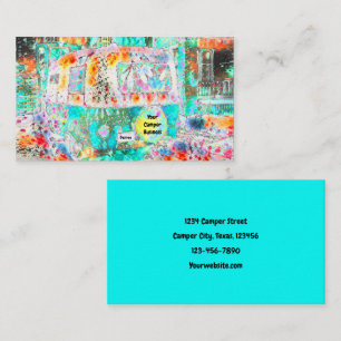 Hippie Camper Teal White Girly Glamping Business Card