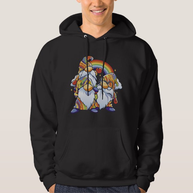 Hippie Cartoon Gnome Rainbow Nature Hoodie (Front)