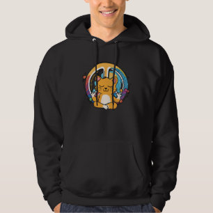 Hippie Cat Feline Yoga Peace Sign Meditation Hoodie