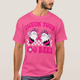 Hippie  Check Your Boo Bees Breast Cancer Hallowee T-Shirt