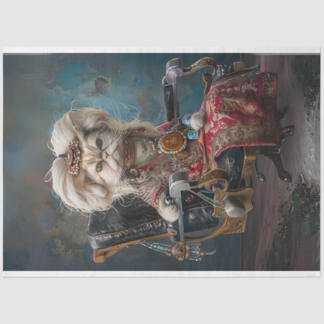 Hippie Chic Cat Decoupage  Tissue Paper (Front)