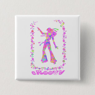 Hippie Chick Groovy Button