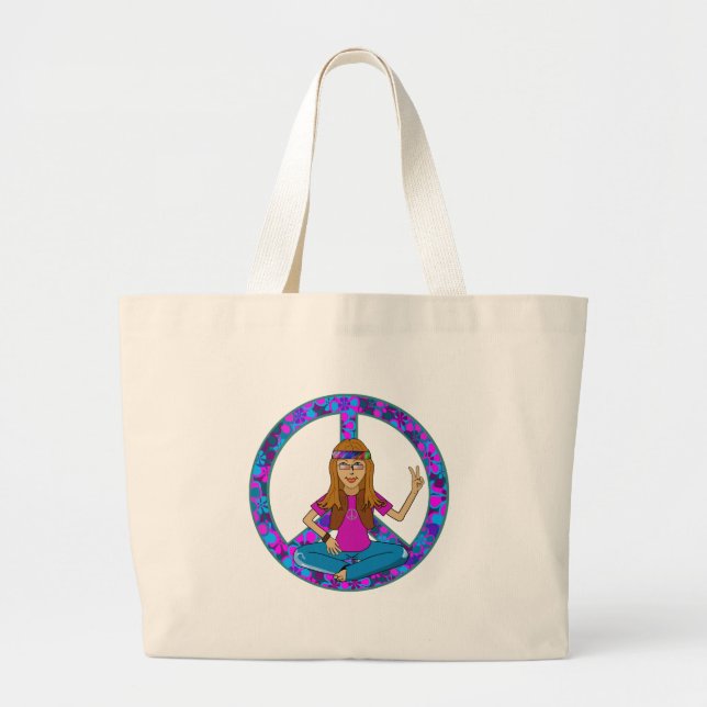 Hippie Chick Large Tote Bag (Front)