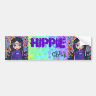 Hippie Chick Love Headband '60s Girl Psychedelic Bumper Sticker