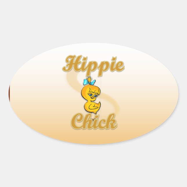 Hippie Chick Oval Sticker (Front)