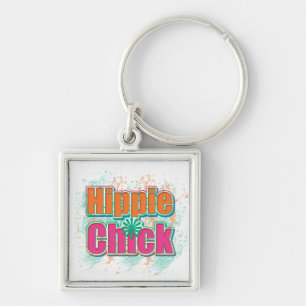 Hippie Chick Paint Splash Key Ring