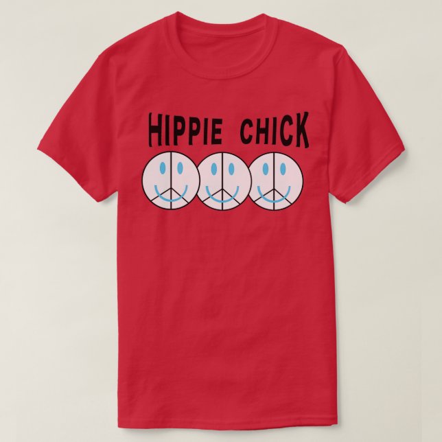 Hippie Chick Peace Sign  T-Shirt (Design Front)