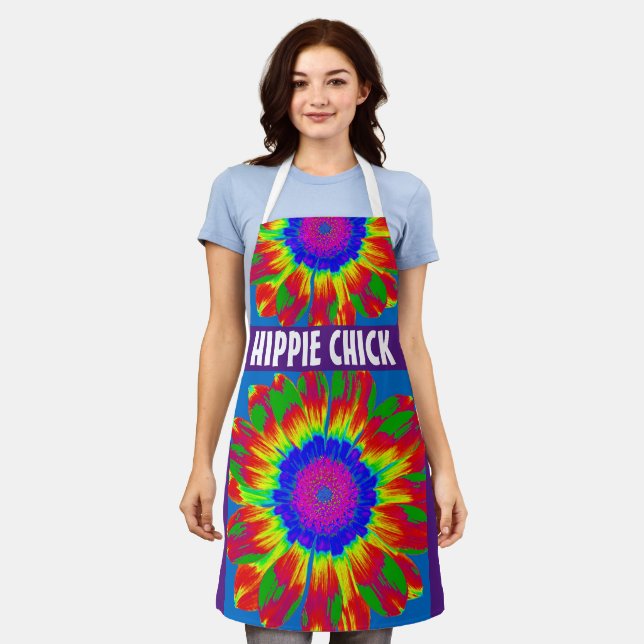 HIPPIE CHICK TIE DYE KITCHEN APRON (Worn)