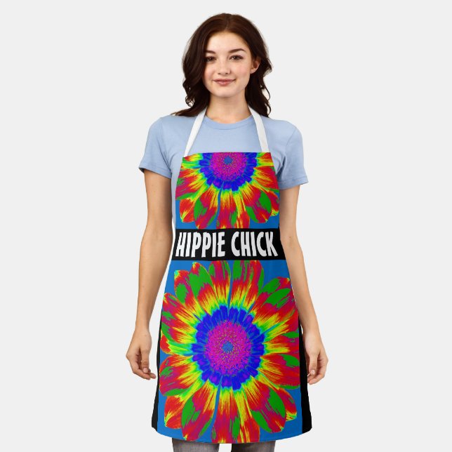 HIPPIE CHICK TIE DYE KITCHEN APRON (Worn)