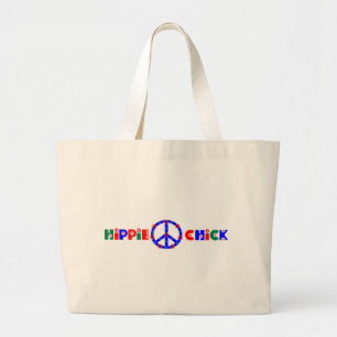 Hippie Chick Tote Bag with Peace Sign