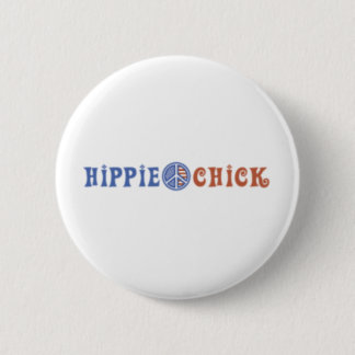 Hippie Chick with Peace Sign 6 Cm Round Badge