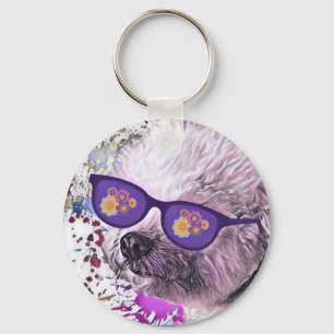 Hippie 'Chon the Bichon Flexible Magnet Key Ring