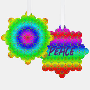 Hippie Christmas Peace Add Your Text Tree Decoration Card
