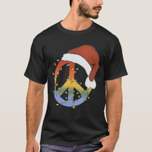 Hippie Christmas Peace Sign Light Tie Dye Merry Ch T-Shirt