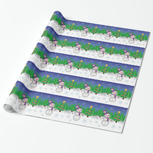 Hippie Christmas Snowman Wrapping Paper