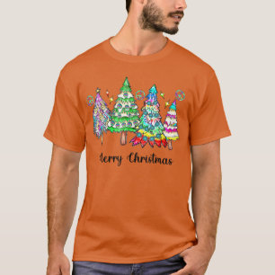 Hippie Christmas Trees, Boho Christmas, Retro Chri T-Shirt