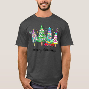 Hippie Christmas Trees, Boho Christmas, Retro Chri T-Shirt