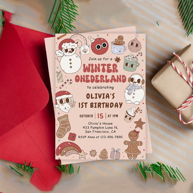  Hippie Christmas Winter Onederland 1st Birthday Invitation (Creator Uploaded)