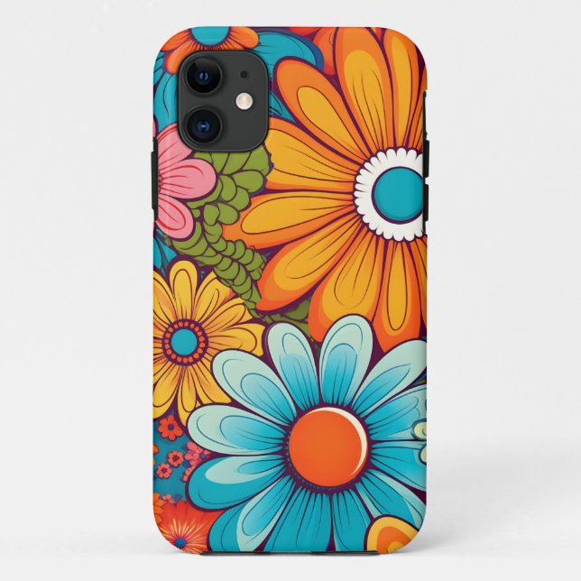 Hippie Colourful Beautiful Flowers Power Floral Case-Mate iPhone Case (Back)