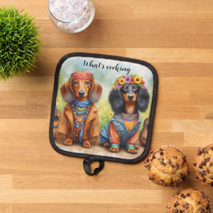 Hippie Dachshund Pot Holder