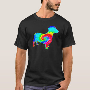 Hippie Dachshund Retro Puppy Tie Dye Dog T-Shirt