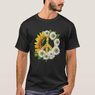 Hippie Daisy Peace Sign Retro Flower Sunflower T-Shirt