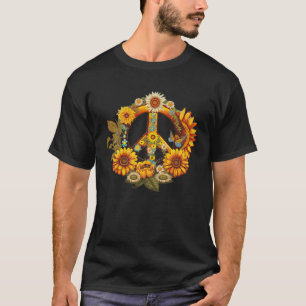 Hippie Daisy Peace Sign Retro Flower Sunflower T-Shirt