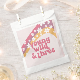 hippie Daisy Young Wild and Three Birthday Favour Bags