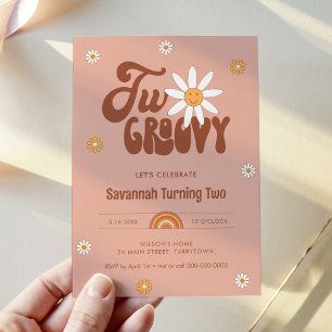 HIPPIE DAZE Two Groovy 2nd Birthday Invitation