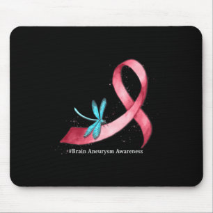 Hippie Dragonfly Burgundy Ribbon Brain Aneurysm Aw Mouse Mat