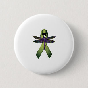 Hippie Dragonfly Green Ribbon Cerebral Palsy Aware 6 Cm Round Badge
