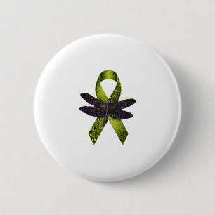 Hippie Dragonfly Green Ribbon Cerebral Palsy Aware 6 Cm Round Badge