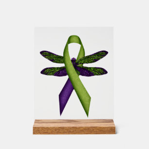 Hippie Dragonfly Green Ribbon Cerebral Palsy Aware Acrylic Sign