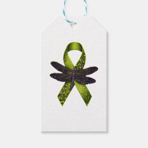 Hippie Dragonfly Green Ribbon Cerebral Palsy Aware Gift Tags