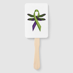 Hippie Dragonfly Green Ribbon Cerebral Palsy Aware Hand Fan
