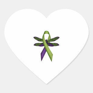 Hippie Dragonfly Green Ribbon Cerebral Palsy Aware Heart Sticker