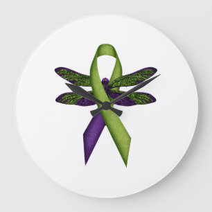 Hippie Dragonfly Green Ribbon Cerebral Palsy Aware Large Clock