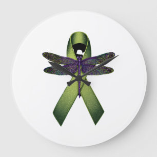 Hippie Dragonfly Green Ribbon Cerebral Palsy Aware Large Clock