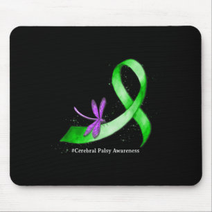 Hippie Dragonfly Green Ribbon Cerebral Palsy Mouse Mat
