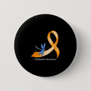 Hippie Dragonfly Orange Ribbon Leukaemia Awareness 6 Cm Round Badge