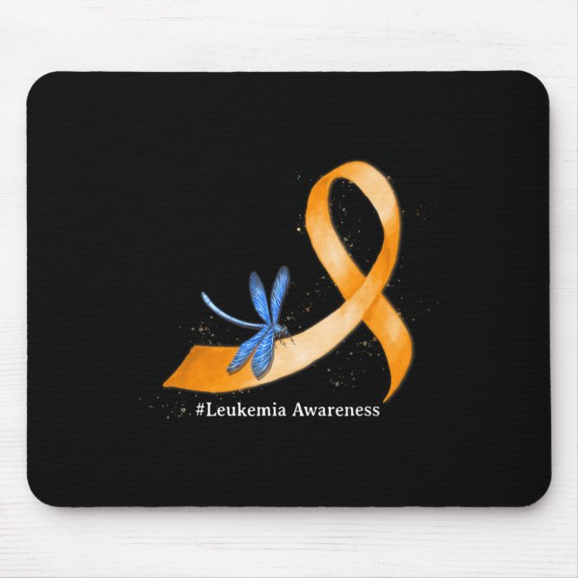 Hippie Dragonfly Orange Ribbon Leukaemia Awareness Mouse Mat (Front)