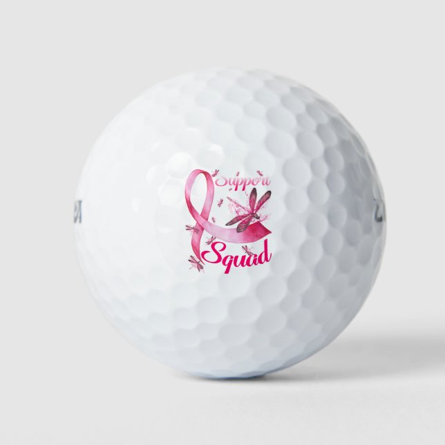 Hippie Dragonfly Pink Ribbon Breast Cancer Golf Balls (Front)