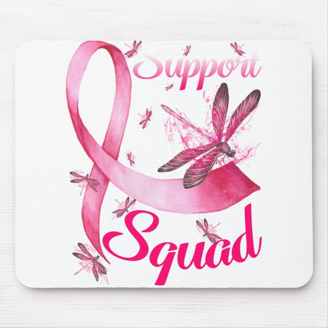 Hippie Dragonfly Pink Ribbon Breast Cancer Mouse Mat (Front)