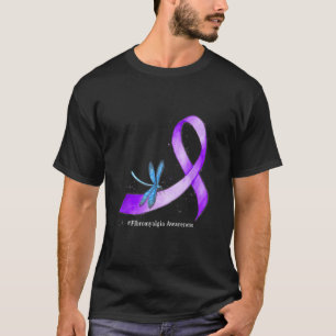 Hippie Dragonfly Purple Ribbon Fibromyalgia Awaren T-Shirt