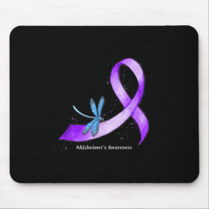 Hippie Dragonfly Purple Ribbon Heimers Awareness  Mouse Mat