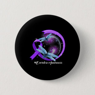 Hippie Dragonfly Purple Ribbon Overdose Awareness  6 Cm Round Badge