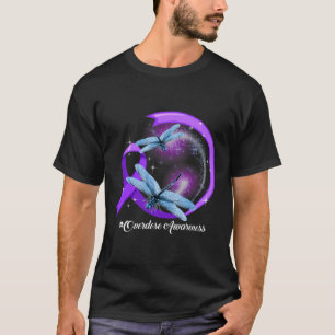 Hippie Dragonfly Purple Ribbon Overdose Awareness T-Shirt