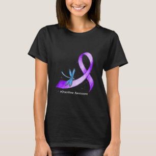 Hippie Dragonfly Purple Ribbon Overdose Awareness T-Shirt