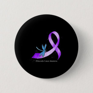 Hippie Dragonfly Purple Ribbon Pancreatic Cancer A 6 Cm Round Badge