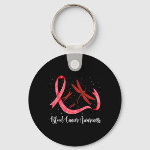 Hippie Dragonfly Red Ribbon Blood Cancer Awareness Key Ring